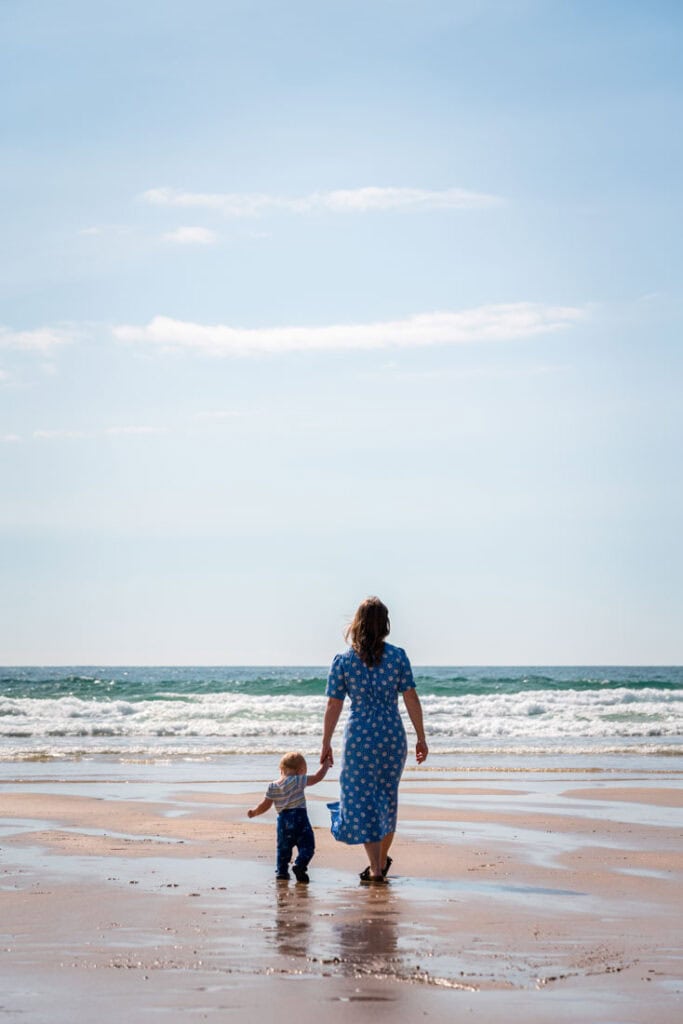 walking on fistral beach